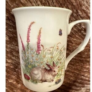 Stechcol Gracie Bone Fine China Easter Bunny Rabbit Floral Coffee Mug Coastline